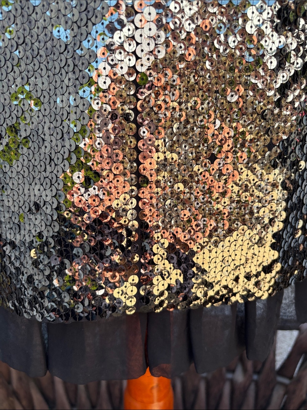 Hanii Y Black Sequin Dress with floral neck detail - Picture 7 of 8